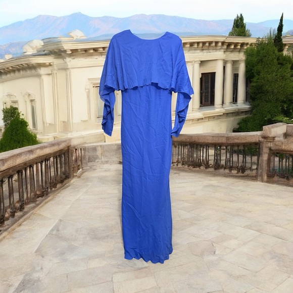 ASOS Dresses & Skirts - 🆕NWT ASOS DESIGN modest dressy long sleeve ruffle bias maxi dress w/ cape detail